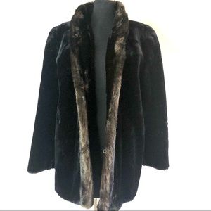 Vintage Faux Black Mink fur coat M-L
